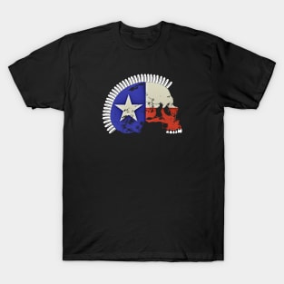 Skull with Texas Flag and Bullet Mohawk T-Shirt